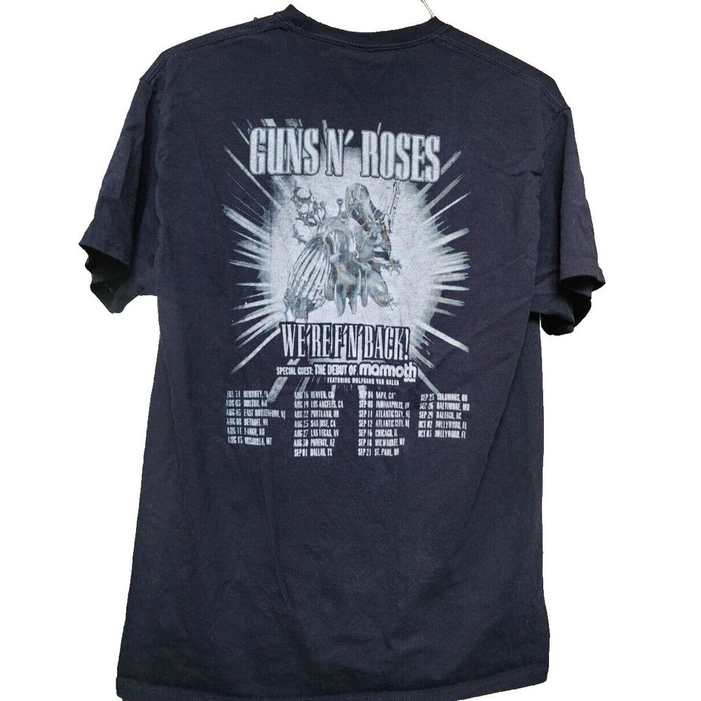 Guns N' Roses 2021 We'reF'n'Back! 2 Sided black band T-shirt Size Large Rock - Picture 3 of 5